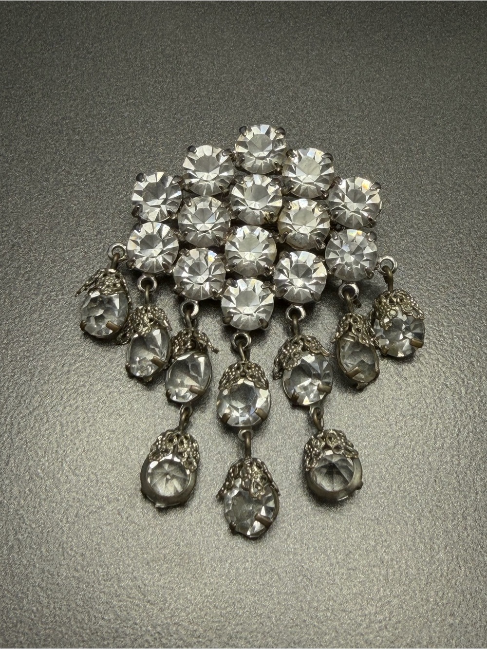 Vintage Lead Crystal Dangle Brooch
